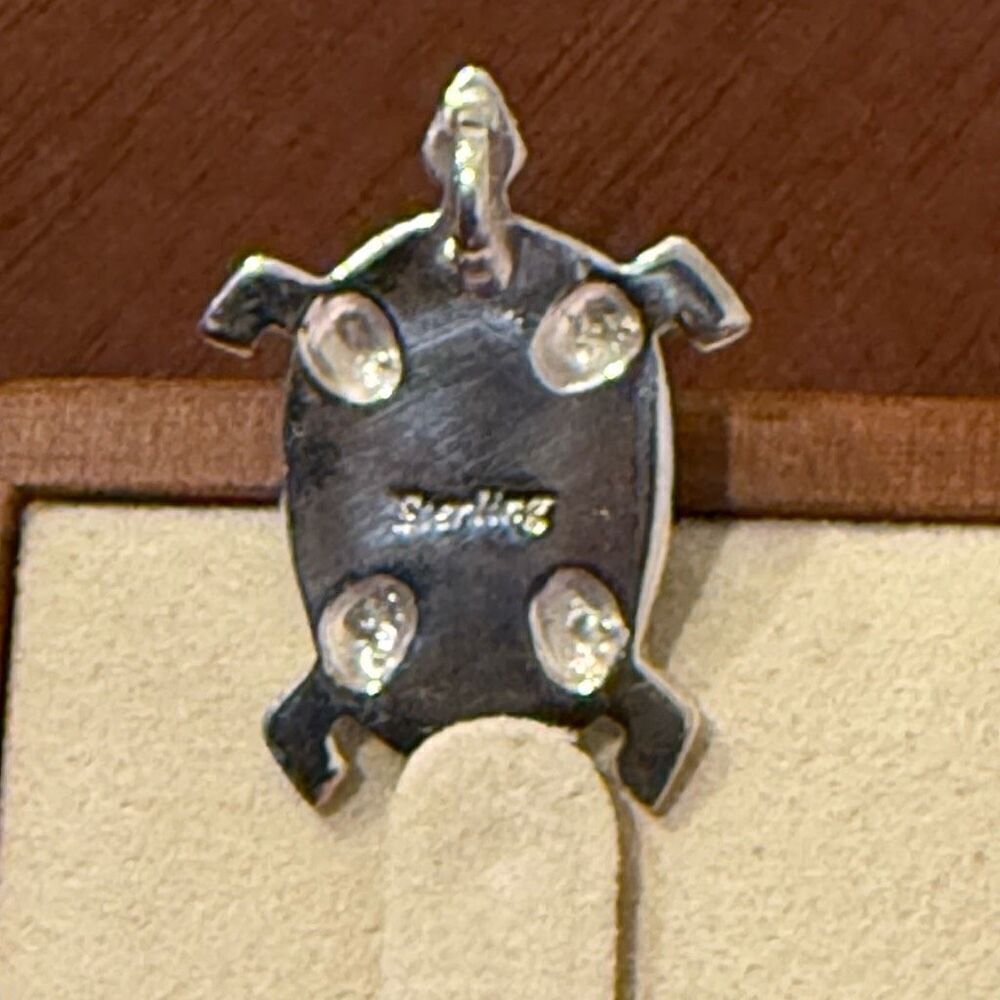 Southwestern Opal Inlay Turtle Necklace Pendant Charm Sterling Silver New - Picture 4 of 5